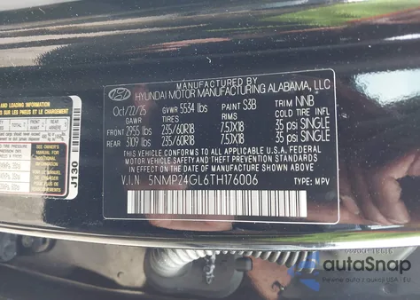 2026 Hyundai Santa Fe Sel z USA, uszkodzony, nr VIN 5NMP24GL6TH176006